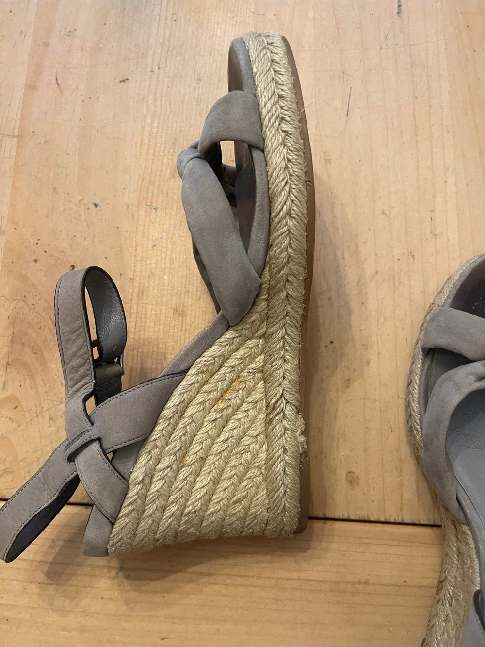 Cole Haan Taupe Knot Espadrille Wedge Sandals
